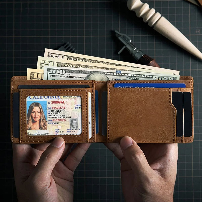 Airtags – portefeuille de luxe en cuir véritable avec fermeture éclair  RFID, Anti-perte de carte d'identité et de crédit, avec étui Apple Airtag  pliable pour hommes